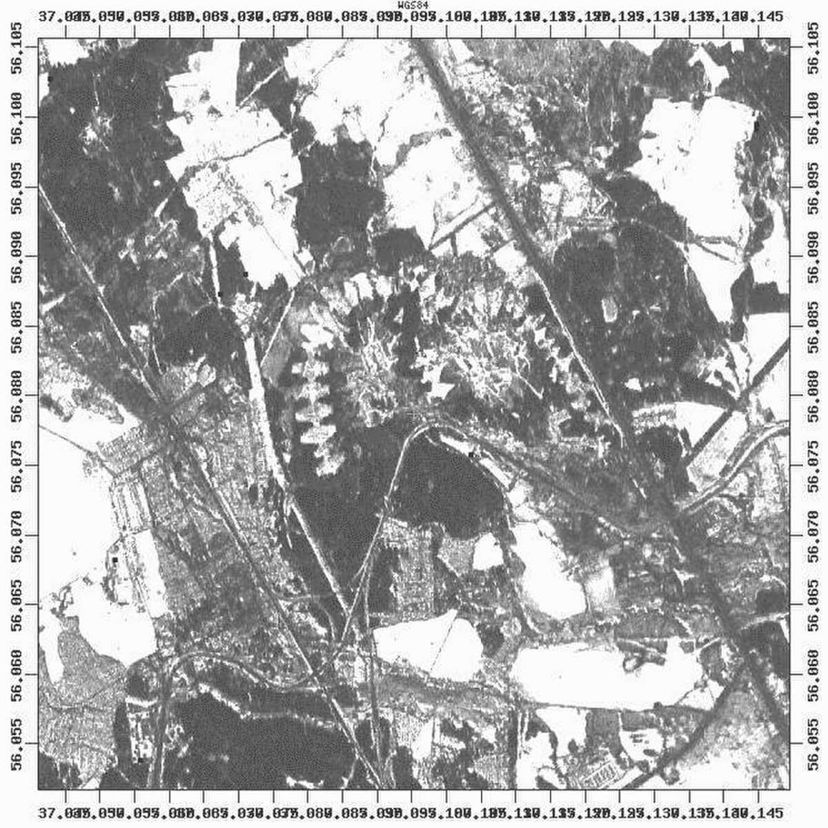 1984 U.S. reconnaissance photograph of the Povarovo transmitter site, former home of UVB-76 / 'The Buzzer.'